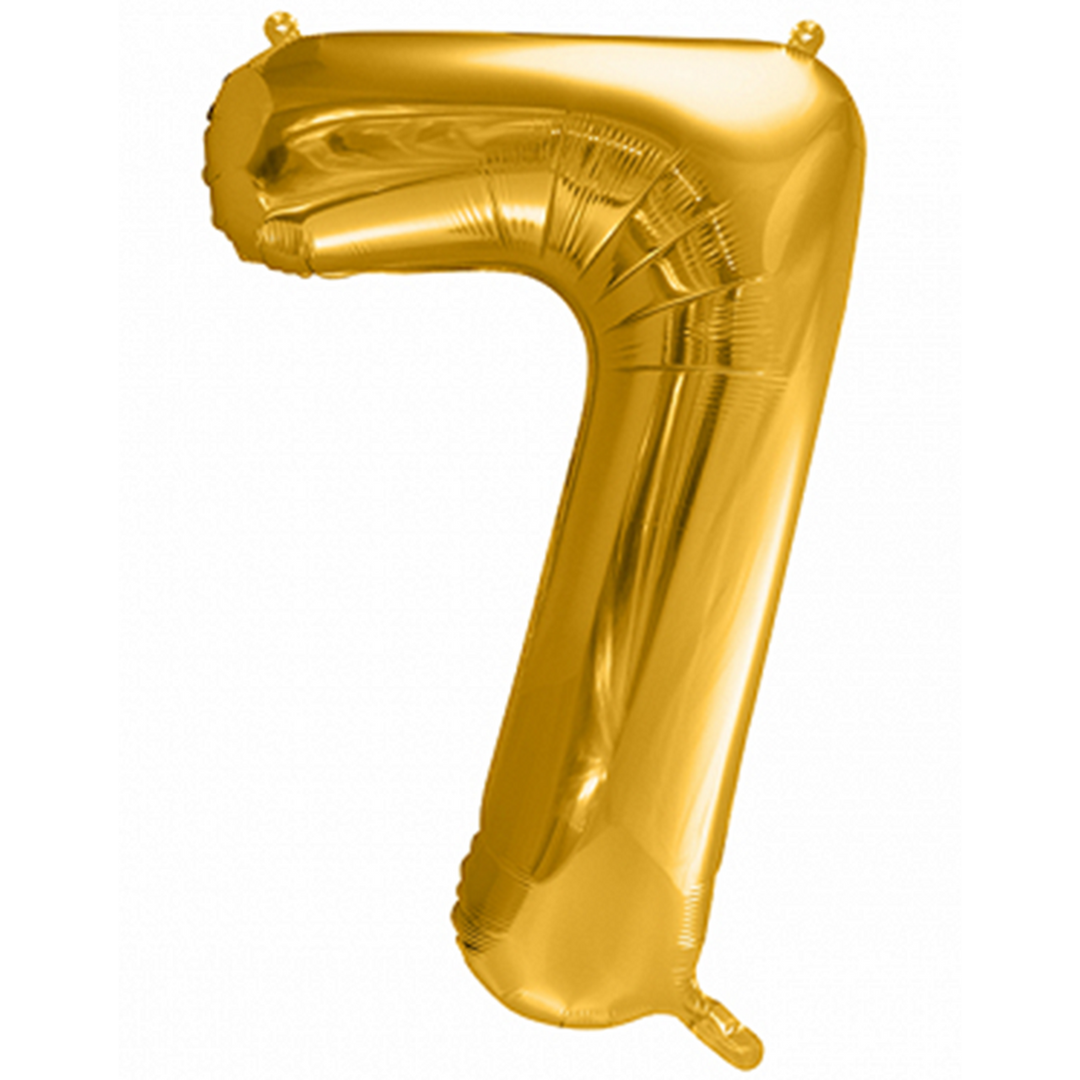 Großer Zahlenballon 7 in gold, 86 cm – ideal für Geburtstag, Jubiläum, Hochzeit oder Firmenfeier – mit Helium oder Luft befüllbar
