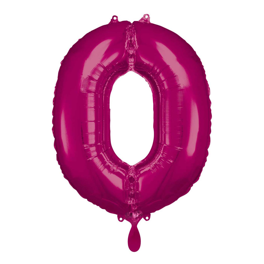 Großer Zahlenballon 0 in pink, 86 cm – ideal für Geburtstag, Jubiläum, Hochzeit oder Firmenfeier – mit Helium oder Luft befüllbar