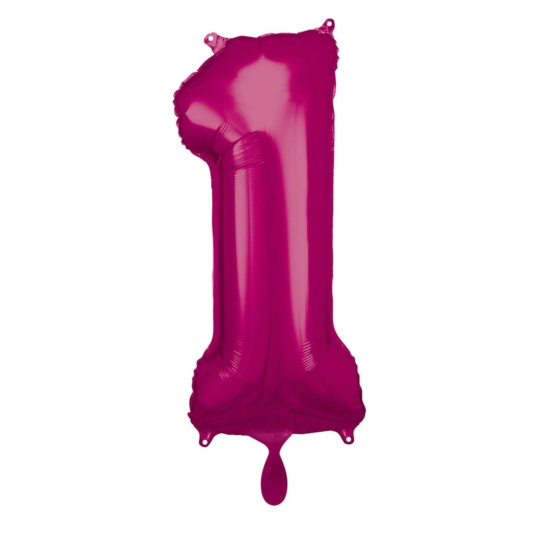 Großer Zahlenballon 1 in pink, 86 cm – ideal für Geburtstag, Jubiläum, Hochzeit oder Firmenfeier – mit Helium oder Luft befüllbar