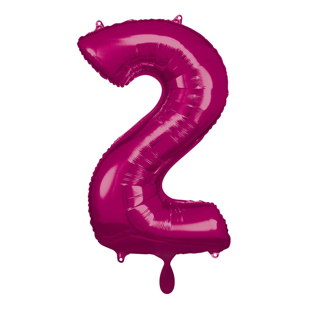 Großer Zahlenballon 2 in pink, 86 cm – ideal für Geburtstag, Jubiläum, Hochzeit oder Firmenfeier – mit Helium oder Luft befüllbar