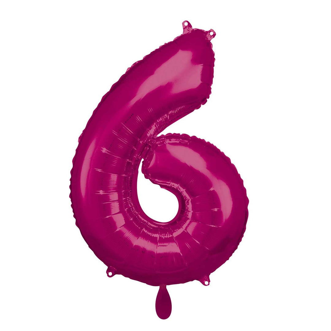 Großer Zahlenballon 6 in pink, 86 cm – ideal für Geburtstag, Jubiläum, Hochzeit oder Firmenfeier – mit Helium oder Luft befüllbar
