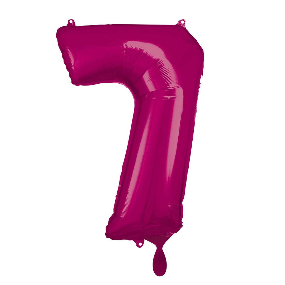 Großer Zahlenballon 7 in pink, 86 cm – ideal für Geburtstag, Jubiläum, Hochzeit oder Firmenfeier – mit Helium oder Luft befüllbar