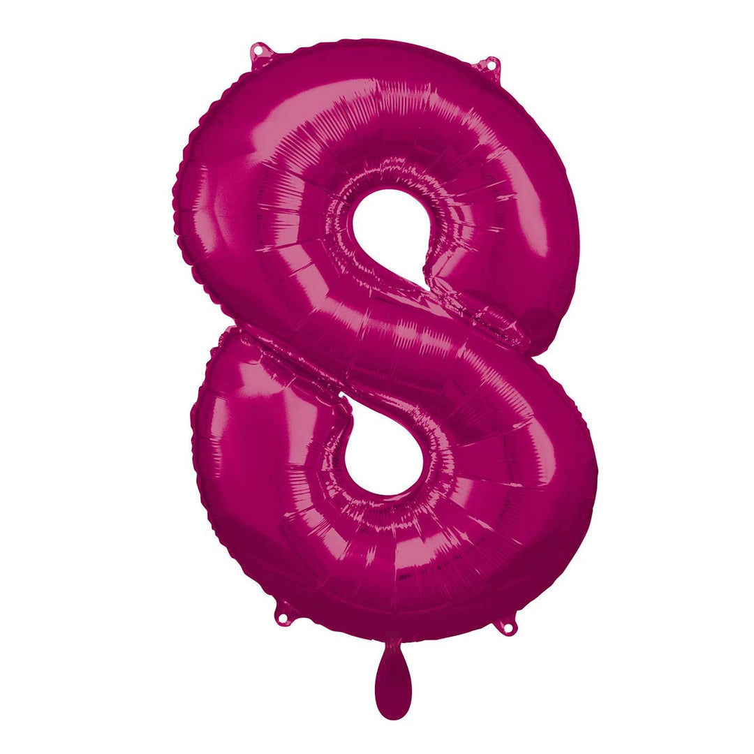 Großer Zahlenballon 8 in pink, 86 cm – ideal für Geburtstag, Jubiläum, Hochzeit oder Firmenfeier – mit Helium oder Luft befüllbar