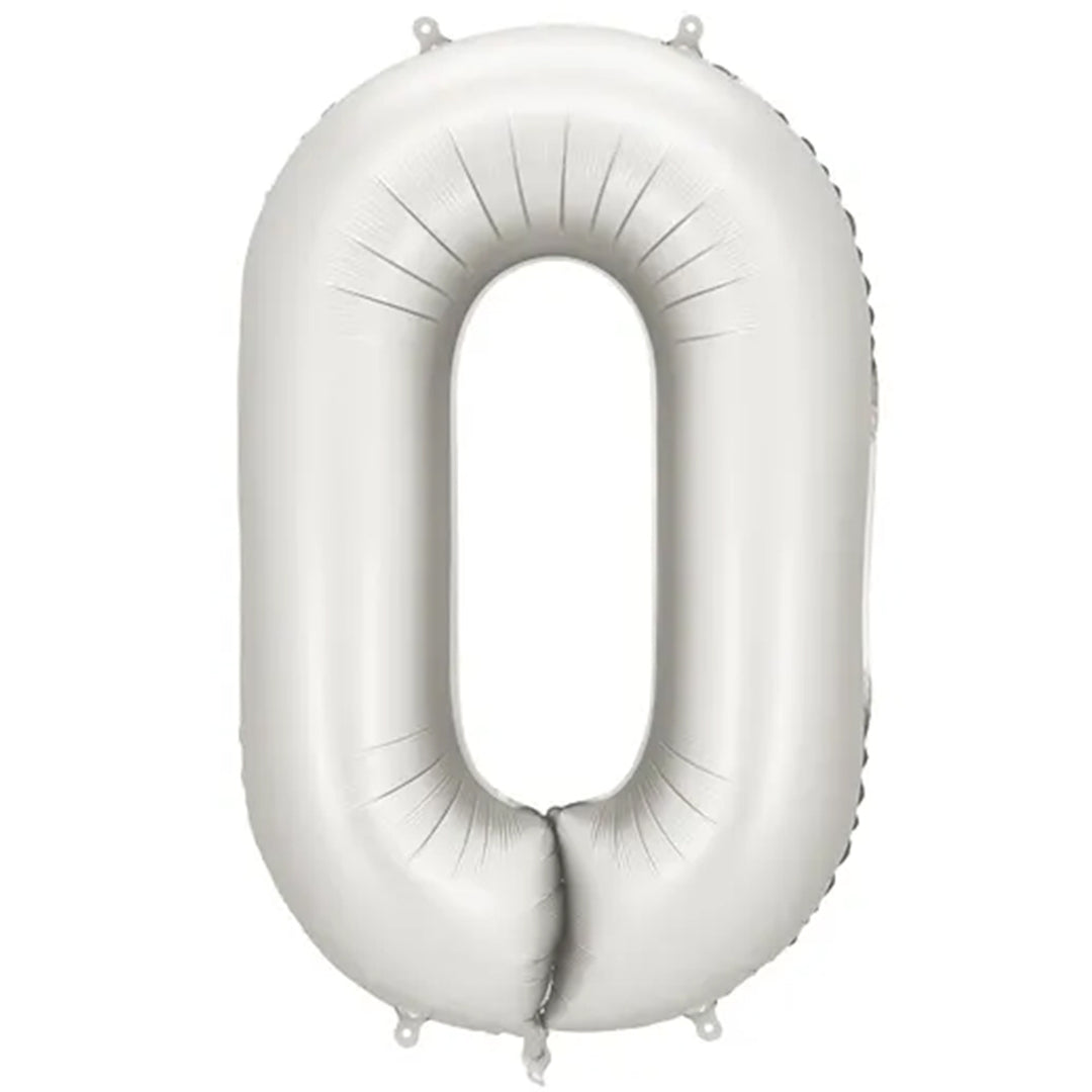 Großer Zahlenballon 0 in silber matt, 86 cm – ideal für Geburtstag, Jubiläum, Hochzeit oder Firmenfeier – mit Helium oder Luft befüllbar