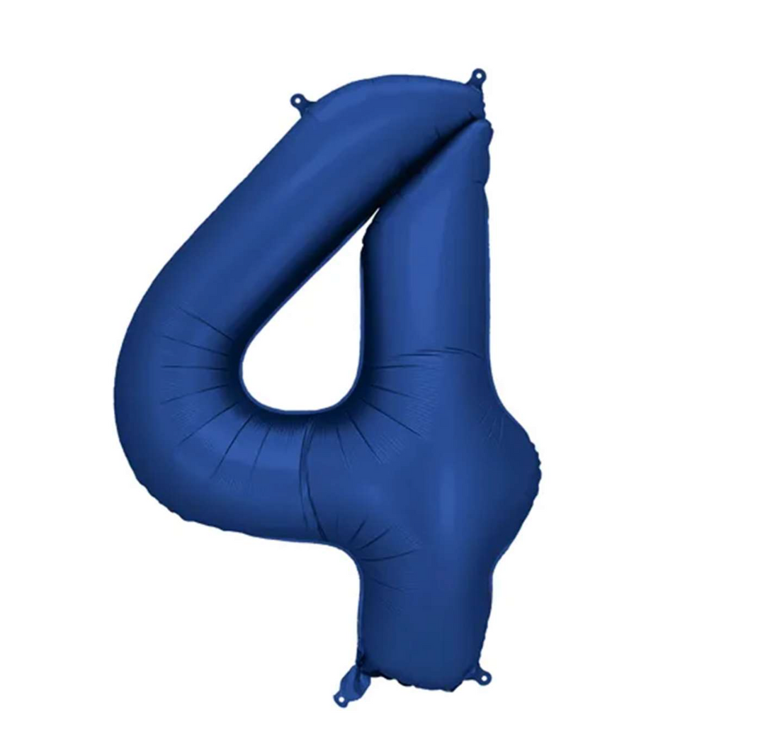 Zahlenballon - Dunkelblau - Zahl 4 - 86cm - Helium auf Wunsch