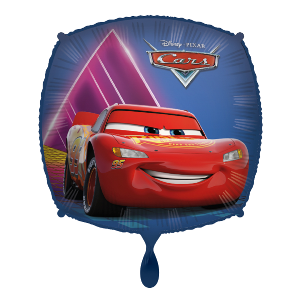 Quadratischer Folienballon Disney Pixar Cars mit rotem Rennwagen Lightning McQueen, 46 cm