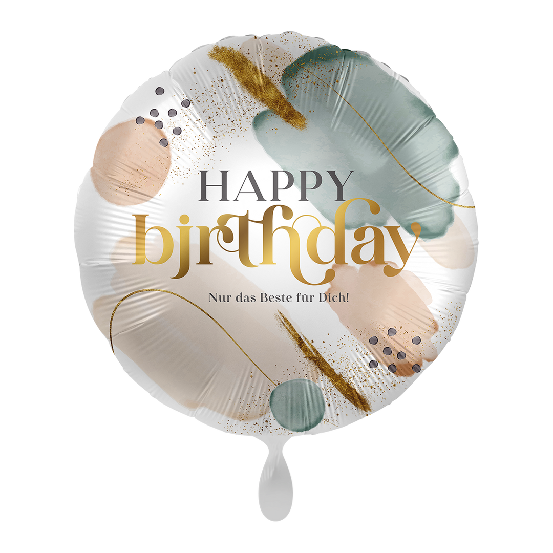 Bunter herzförmiger Folienballon Happy Birthday Nur das Beste für Dich, 43 cm
