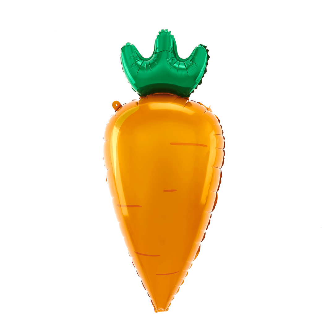Folienballon große orange Karotte mit grünem Blattwerk, 42 × 91 cm