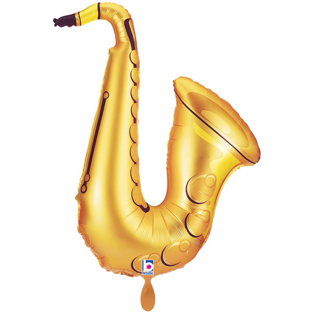 Goldener Folienballon in Form eines Saxophons, 78 × 75 cm