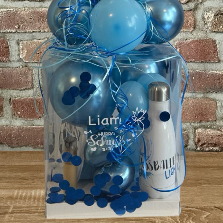Personalisierte Ballonbox zur Einschulung für Geldgeschenk oder Gutschein