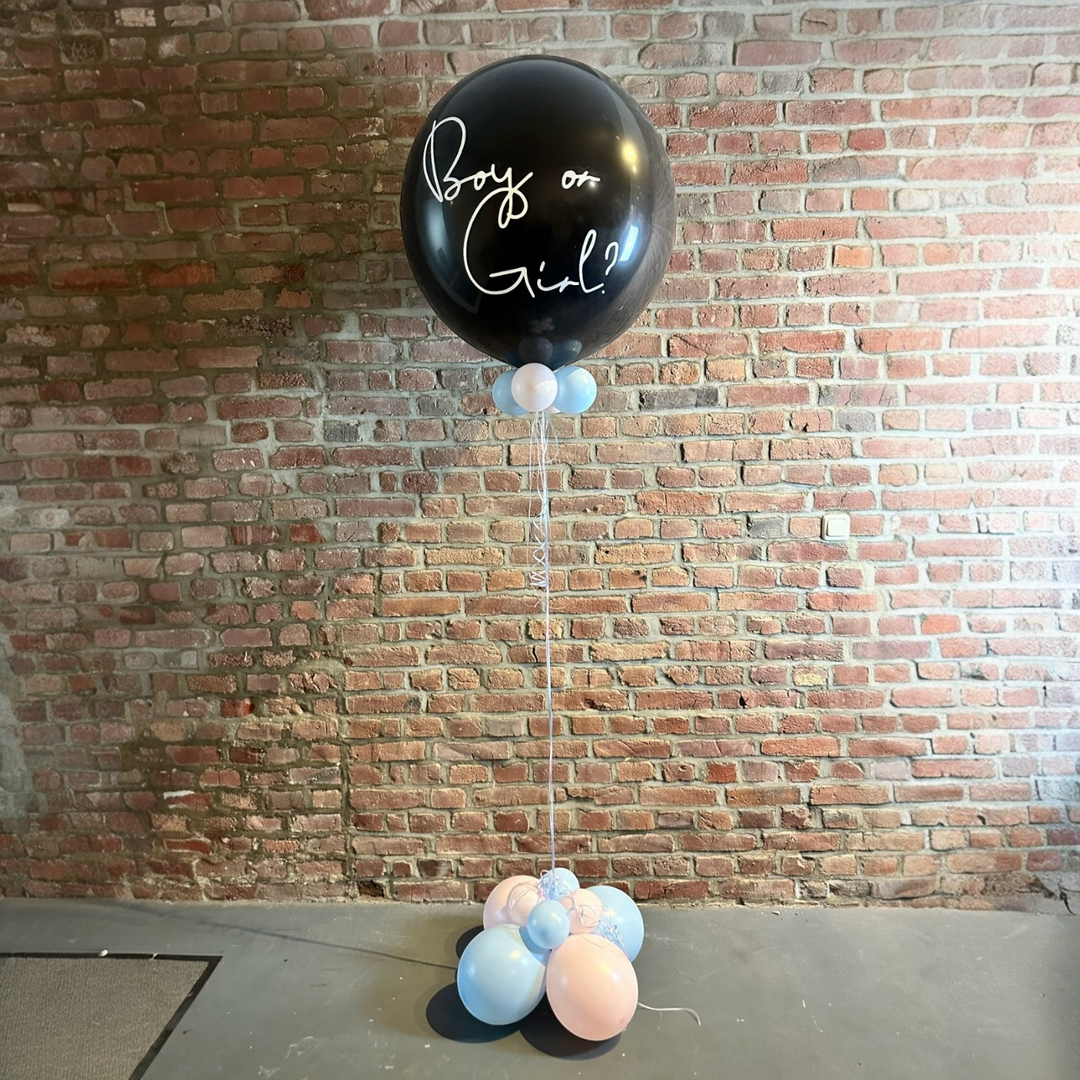 Genderballon „Boy or Girl?“ mit Heliumfüllung, Ballonfuß und Konfetti in rosa oder blau – Abholung in Viersen nahe Mönchengladbach, Krefeld & Düsseldorf