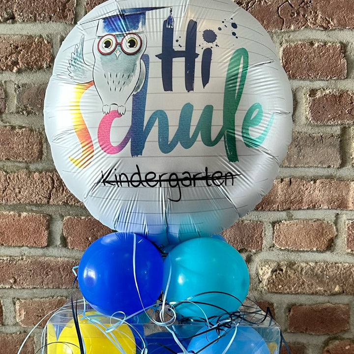 Ballonbox Hi Schule als personalisiertes Geschenk zur Einschulung