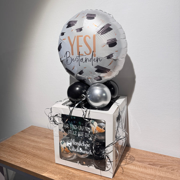 Geschenk zur bestandenen Prüfung für Physiotherapeuten als dekorative Ballonbox