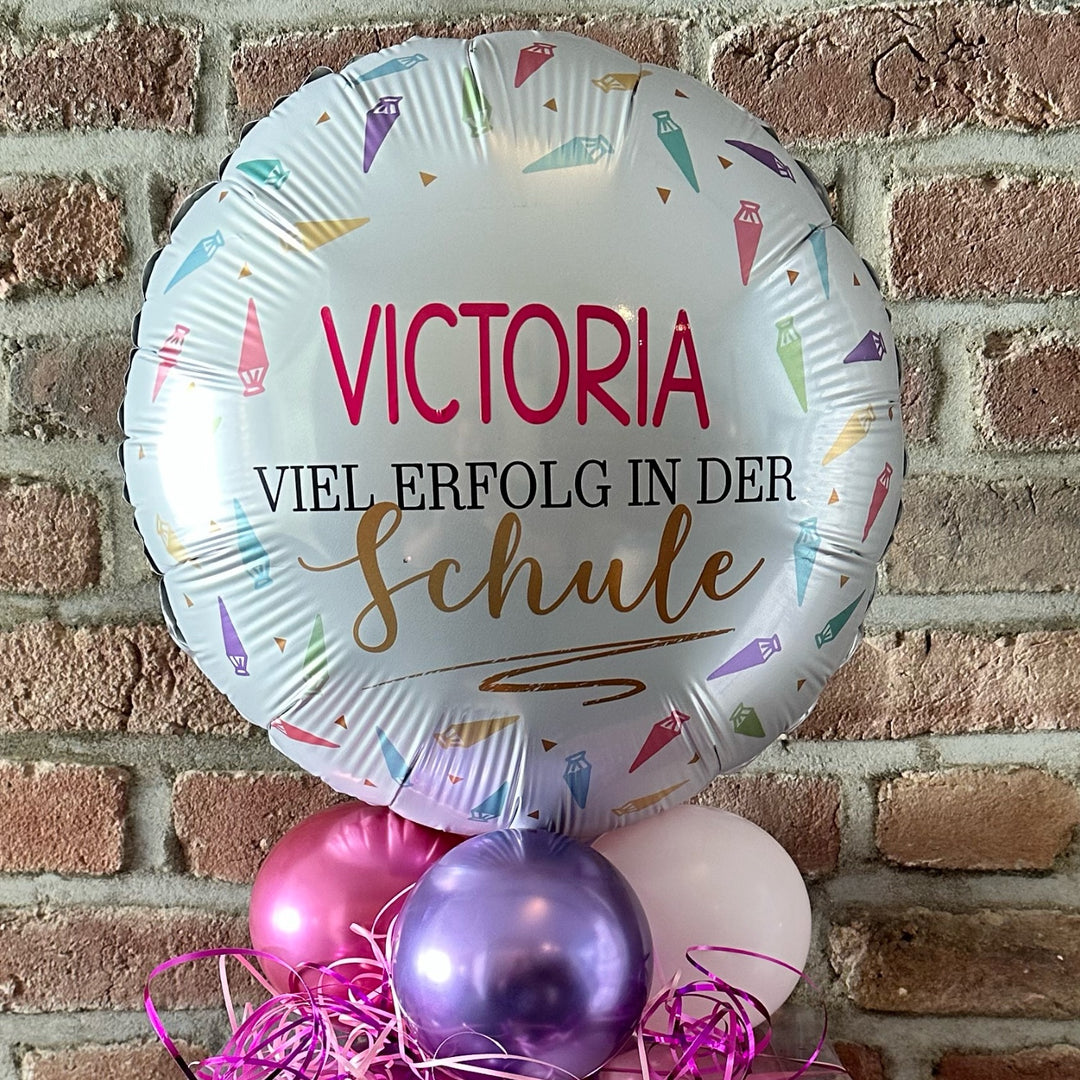 Personalisierter Ballon zur Einschulung mit Name des Schulkindes
