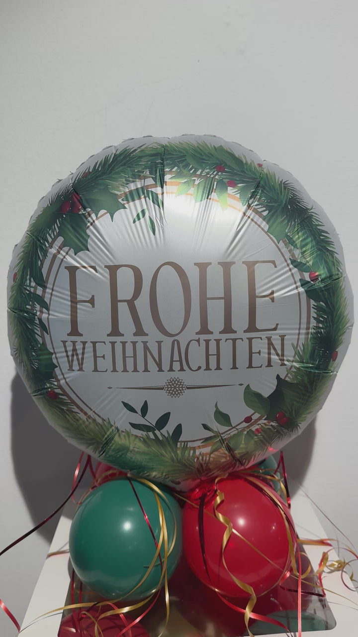 Personalisiertes Weihnachten Geldgeschenk mit Namen als Ballonbox mit Frohe Weihnachten Folienballon