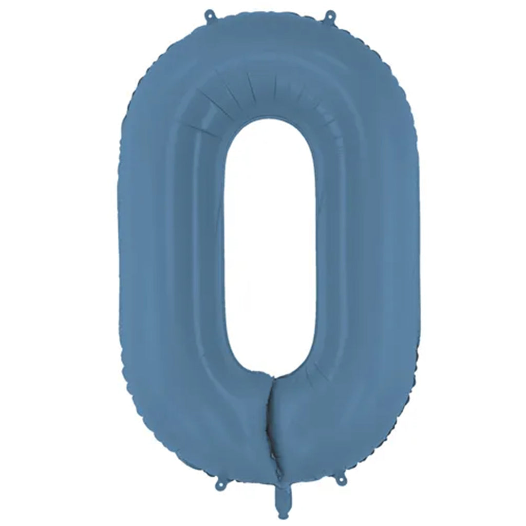 Großer Zahlenballon 0 in blau matt, 86 cm – ideal für Geburtstag, Jubiläum, Hochzeit oder Firmenfeier – mit Helium oder Luft befüllbar