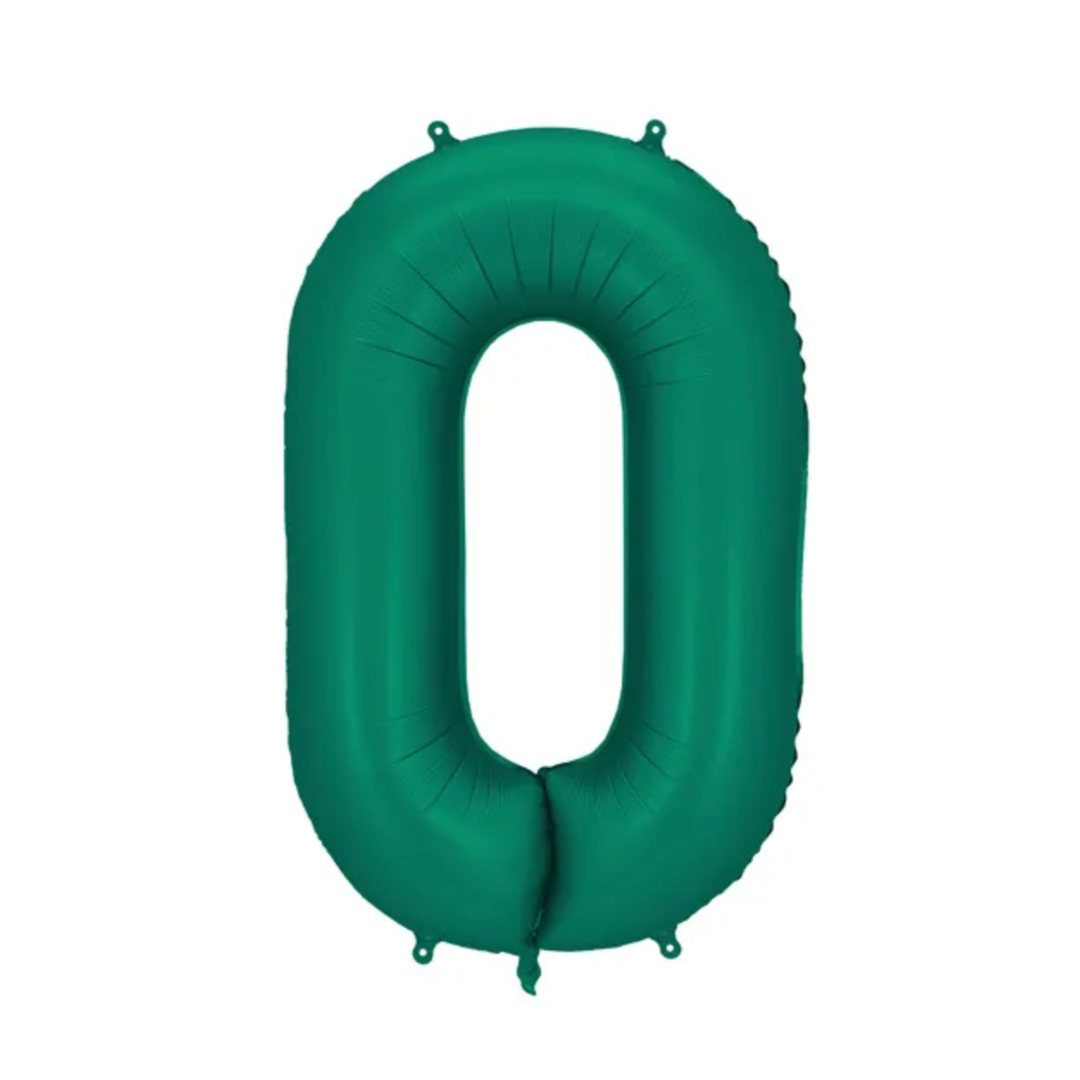 Großer Zahlenballon 0 in edlem Bottle Green, 86 cm – ideal für Geburtstag, Jubiläum, Hochzeit oder Firmenfeier – mit Helium oder Luft befüllbar