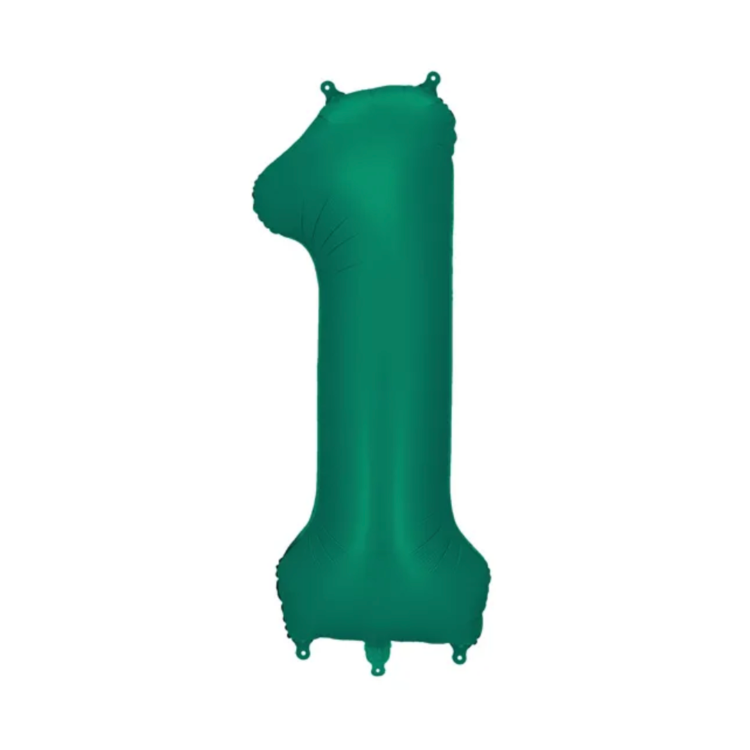 Großer Zahlenballon 1 in edlem Bottle Green, 86 cm – ideal für Geburtstag, Jubiläum, Hochzeit oder Firmenfeier – mit Helium oder Luft befuellbar