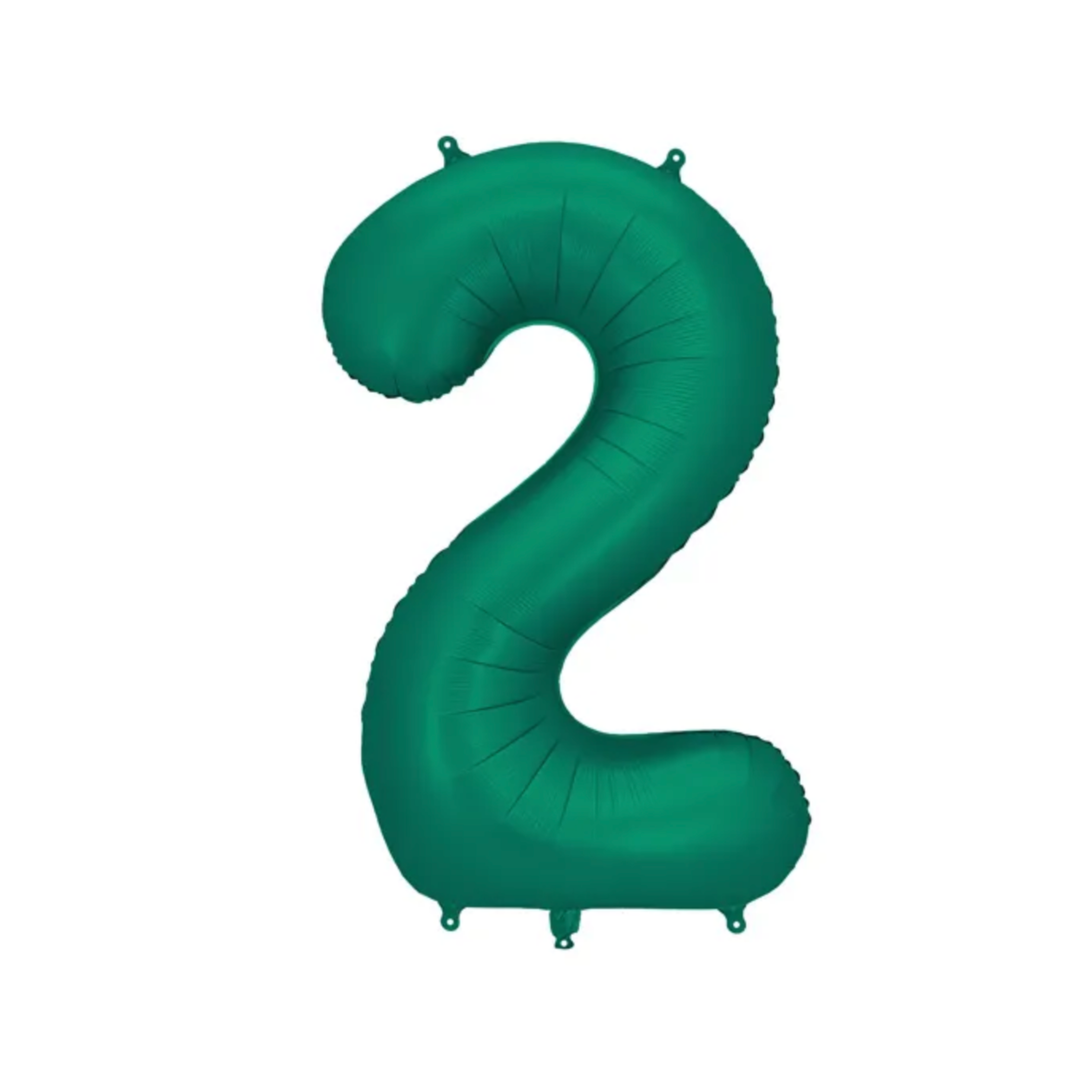 Großer Zahlenballon 2 in edlem Bottle Green, 86 cm – ideal für Geburtstag, Jubiläum, Hochzeit oder Firmenfeier – mit Helium oder Luft befüllbar