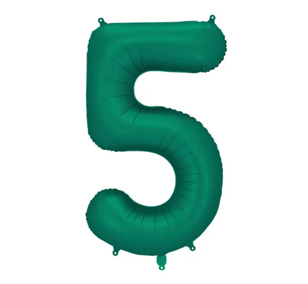 Großer Zahlenballon 5 in edlem Bottle Green, 86 cm – ideal für Geburtstag, Jubiläum, Hochzeit oder Firmenfeier – mit Helium oder Luft befüllbar