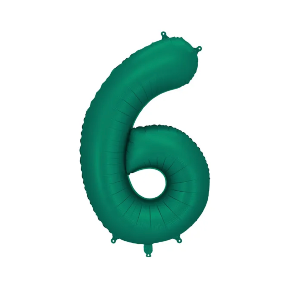 Großer Zahlenballon 6 in edlem Bottle Green, 86 cm – ideal für Geburtstag, Jubiläum, Hochzeit oder Firmenfeier – mit Helium oder Luft befüllbar