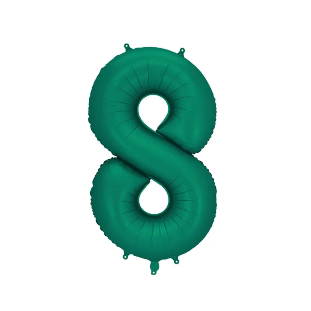 Großer Zahlenballon 8 in edlem Bottle Green, 86 cm – ideal für Geburtstag, Jubiläum, Hochzeit oder Firmenfeier – mit Helium oder Luft befüllbar