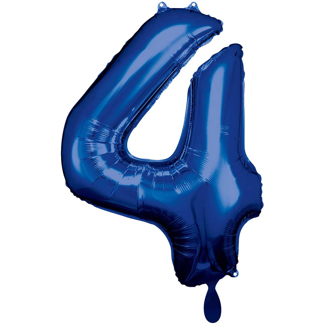 Großer Zahlenballon 4 in dunkelblau, 86 cm – ideal für Geburtstag, Jubiläum, Hochzeit oder Firmenfeier – mit Helium oder Luft befüllbar