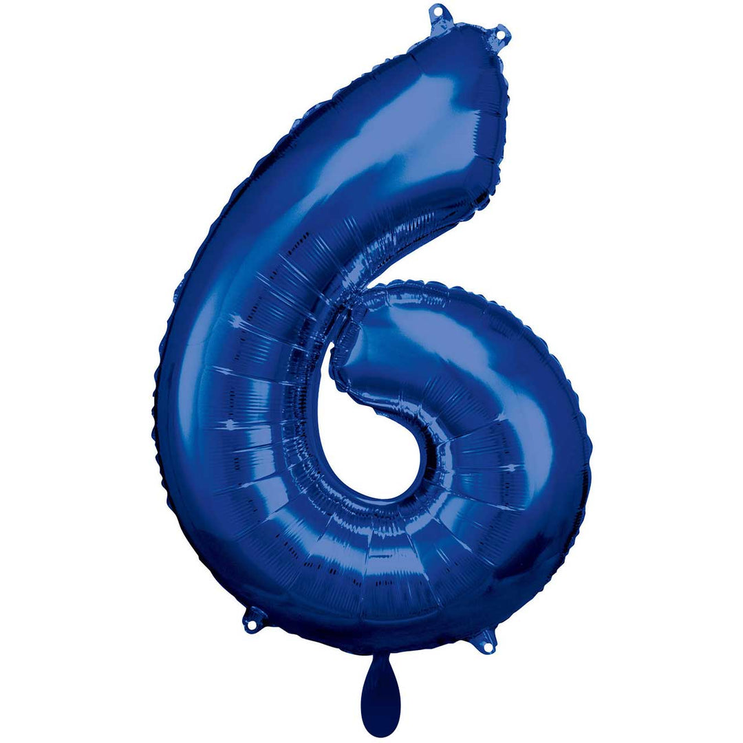 Großer Zahlenballon 6 in dunkelblau, 86 cm – ideal für Geburtstag, Jubiläum, Hochzeit oder Firmenfeier – mit Helium oder Luft befüllbar