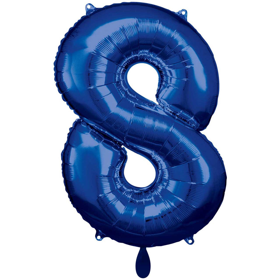 Großer Zahlenballon 8 in dunkelblau, 86 cm – ideal für Geburtstag, Jubiläum, Hochzeit oder Firmenfeier – mit Helium oder Luft befüllbar