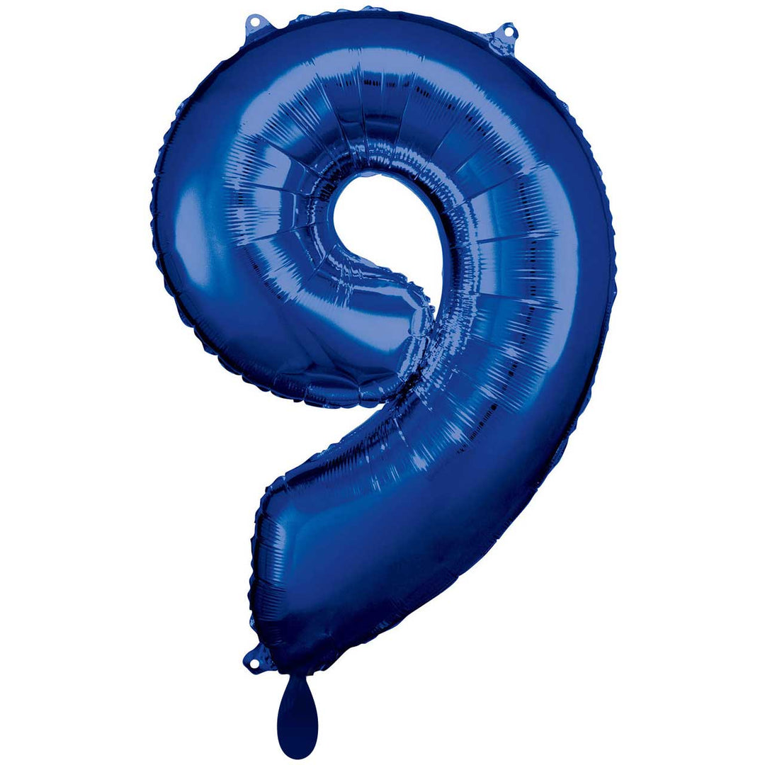 Großer Zahlenballon 9 in dunkelblau, 86 cm – ideal für Geburtstag, Jubiläum, Hochzeit oder Firmenfeier – mit Helium oder Luft befüllbar