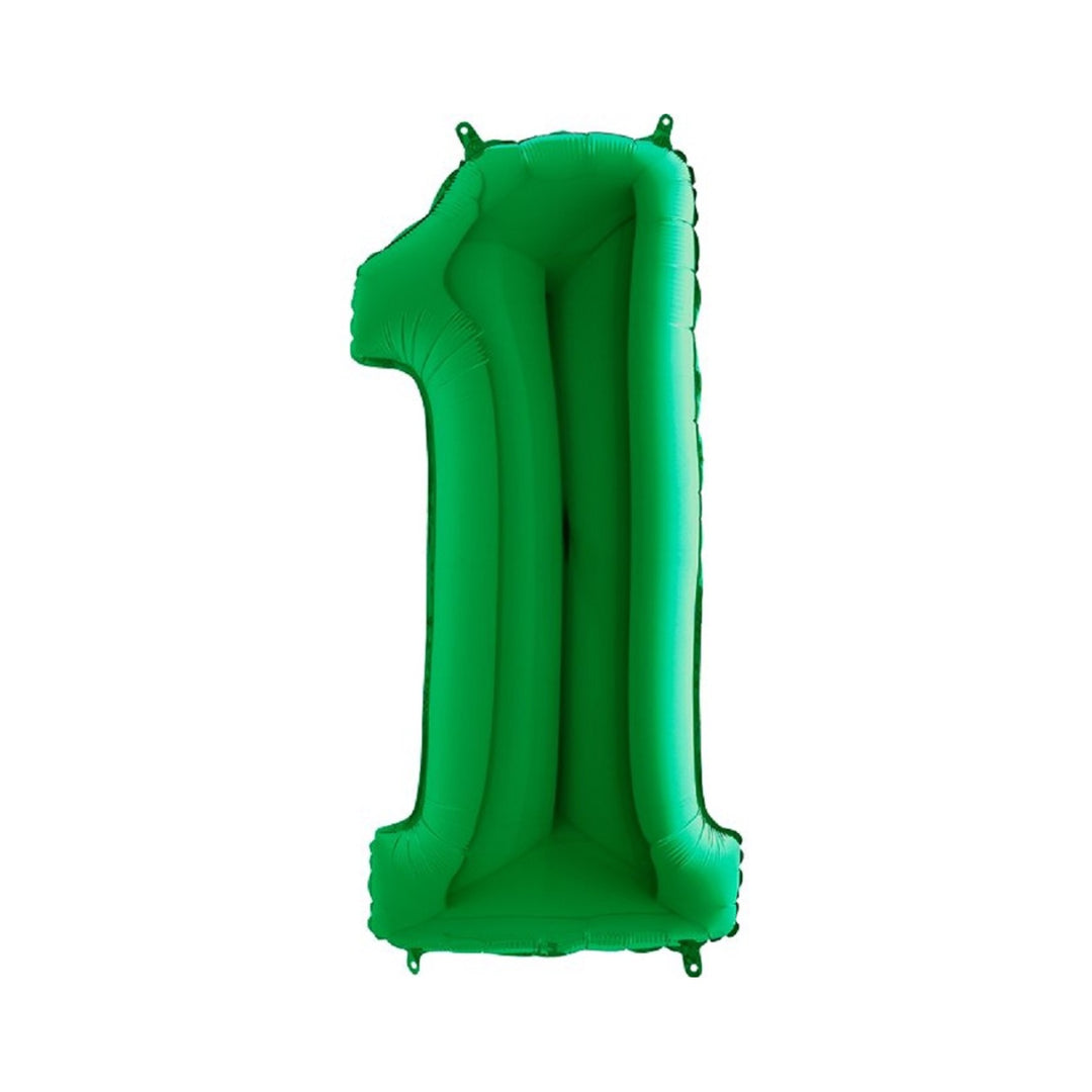 Großer Zahlenballon 1 in edlem Green, 86 cm – ideal für Geburtstag, Jubiläum, Hochzeit oder Firmenfeier – mit Helium oder Luft befüllbar