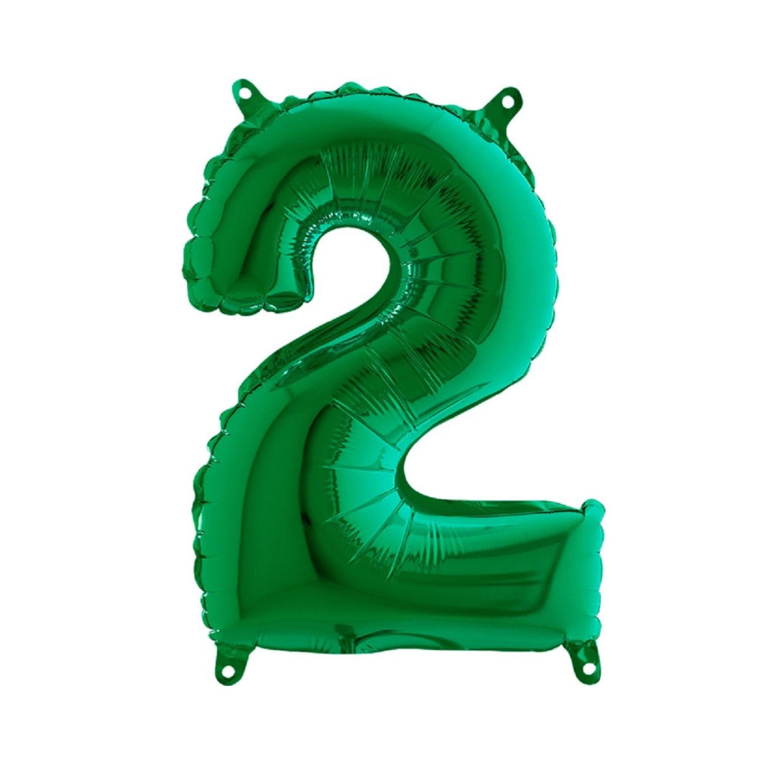 Großer Zahlenballon 2 in edlem Green, 86 cm – ideal für Geburtstag, Jubiläum, Hochzeit oder Firmenfeier – mit Helium oder Luft befüllbar