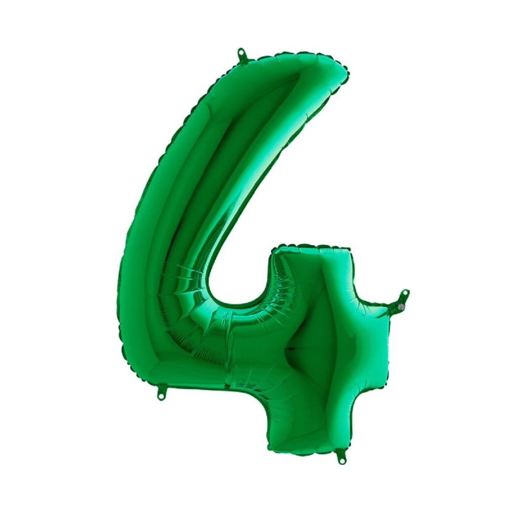 Großer Zahlenballon 4 in edlem Green, 86 cm – ideal für Geburtstag, Jubiläum, Hochzeit oder Firmenfeier – mit Helium oder Luft befüllbar