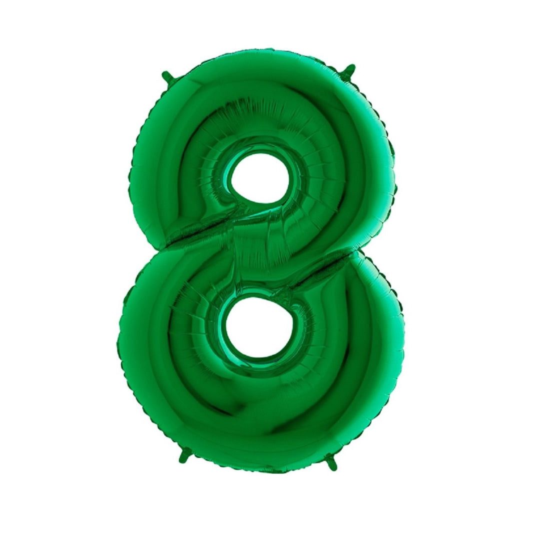 Großer Zahlenballon 8 in edlem Green, 86 cm – ideal für Geburtstag, Jubiläum, Hochzeit oder Firmenfeier – mit Helium oder Luft befüllbar