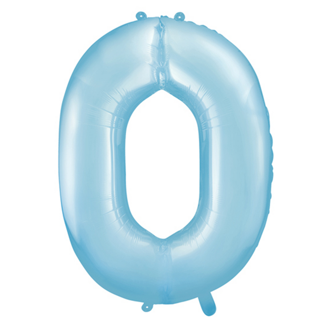 Großer Zahlenballon 0 in hellblau, 86 cm – ideal für Geburtstag, Jubiläum, Hochzeit oder Firmenfeier – mit Helium oder Luft befüllbar