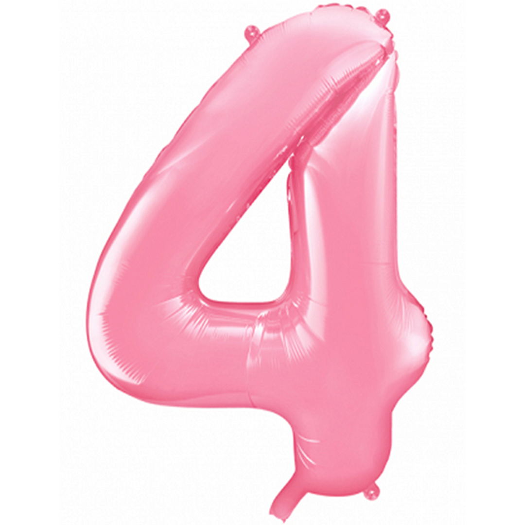 Großer Zahlenballon 4 in rosa, 86 cm – ideal für Geburtstag, Jubiläum, Hochzeit oder Firmenfeier – mit Helium oder Luft befüllbar