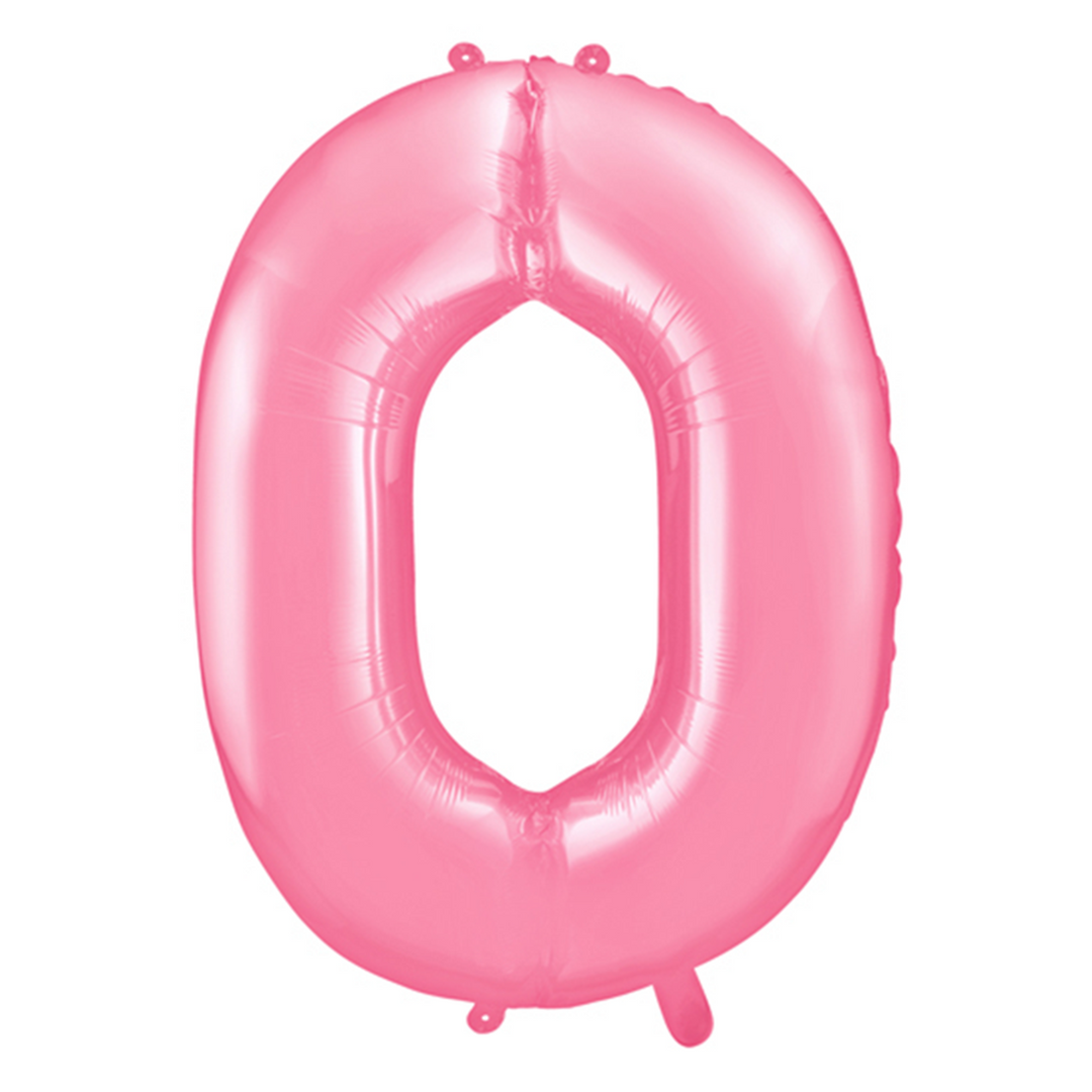 Großer Zahlenballon 0 in rosa, 86 cm – ideal für Geburtstag, Jubiläum, Hochzeit oder Firmenfeier – mit Helium oder Luft befüllbar