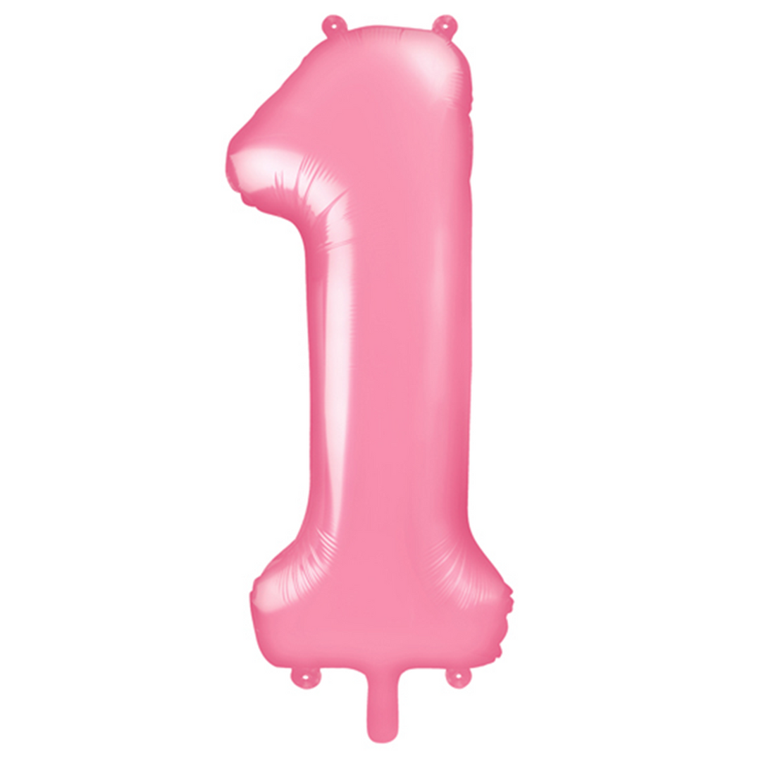 Großer Zahlenballon 1 in rosa, 86 cm – ideal für Geburtstag, Jubiläum, Hochzeit oder Firmenfeier – mit Helium oder Luft befüllbar
