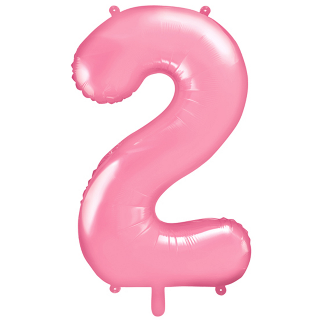 Großer Zahlenballon 2 in rosa, 86 cm – ideal für Geburtstag, Jubiläum, Hochzeit oder Firmenfeier – mit Helium oder Luft befüllbar