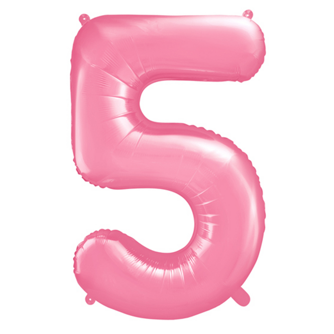 Großer Zahlenballon 5 in rosa, 86 cm – ideal für Geburtstag, Jubiläum, Hochzeit oder Firmenfeier – mit Helium oder Luft befüllbar