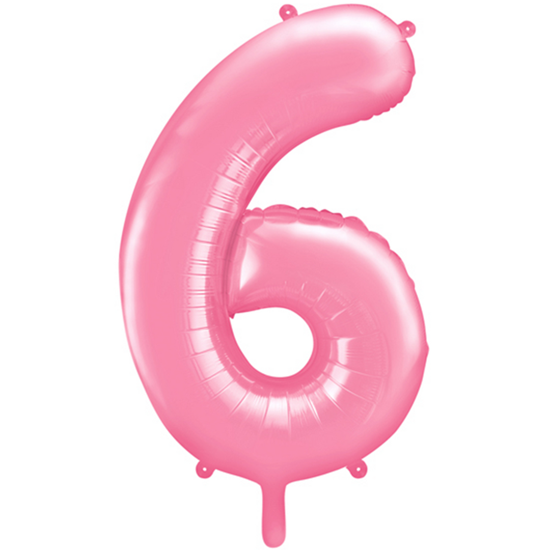 Großer Zahlenballon 6 in rosa, 86 cm – ideal für Geburtstag, Jubiläum, Hochzeit oder Firmenfeier – mit Helium oder Luft befüllbar