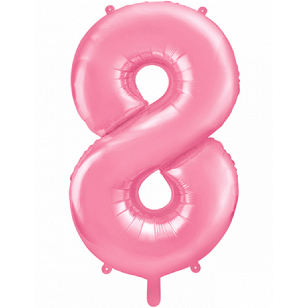 Großer Zahlenballon 8 in rosa, 86 cm – ideal für Geburtstag, Jubiläum, Hochzeit oder Firmenfeier – mit Helium oder Luft befüllbar