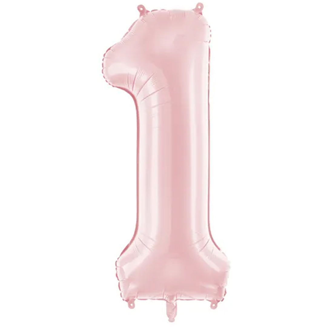 Großer Zahlenballon 1 in rosa matt, 86 cm – ideal für Geburtstag, Jubiläum, Hochzeit oder Firmenfeier – mit Helium oder Luft befüllbar