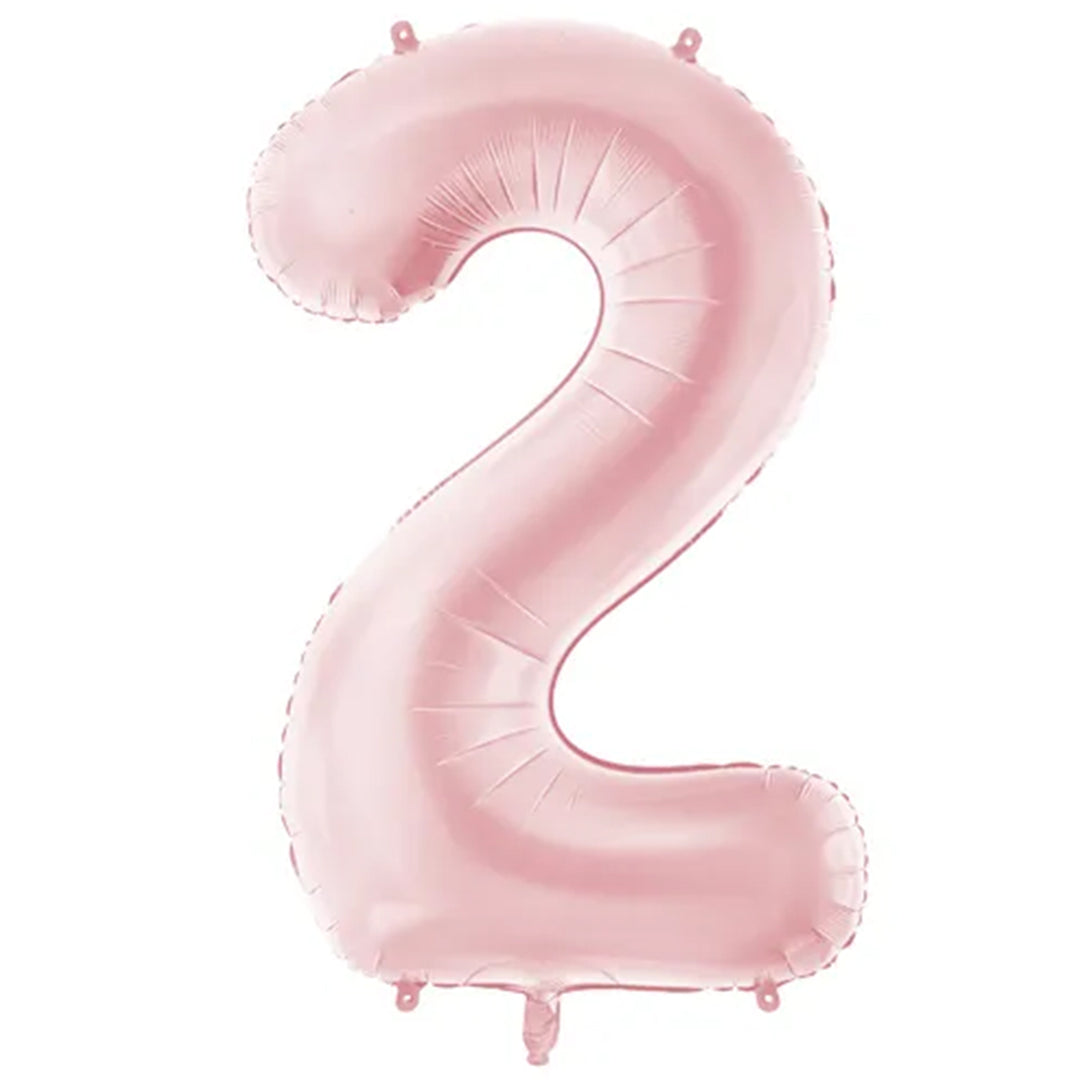 Großer Zahlenballon 2 in rosa matt, 86 cm – ideal für Geburtstag, Jubiläum, Hochzeit oder Firmenfeier – mit Helium oder Luft befüllbar