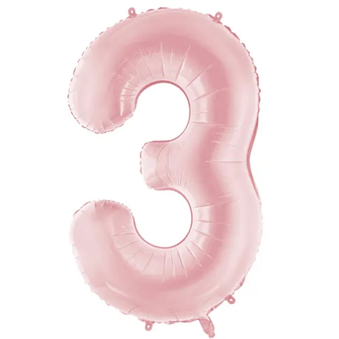 Großer Zahlenballon 3 in rosa matt, 86 cm – ideal für Geburtstag, Jubiläum, Hochzeit oder Firmenfeier – mit Helium oder Luft befüllbar
