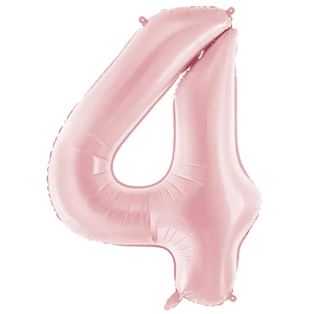 Großer Zahlenballon 4 in rosa matt, 86 cm – ideal für Geburtstag, Jubiläum, Hochzeit oder Firmenfeier – mit Helium oder Luft befüllbar