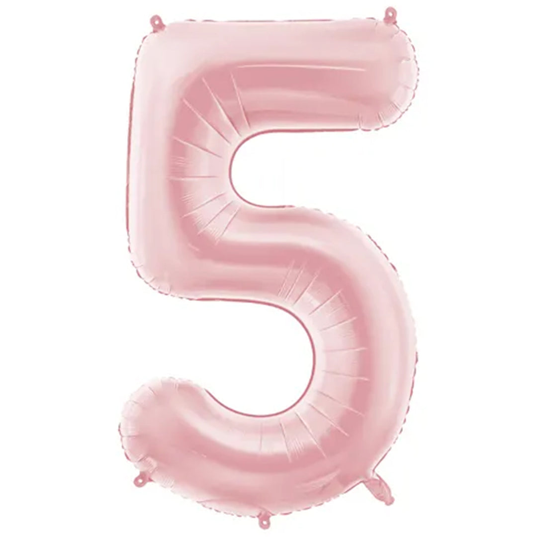 Großer Zahlenballon 5 in rosa matt, 86 cm – ideal für Geburtstag, Jubiläum, Hochzeit oder Firmenfeier – mit Helium oder Luft befüllbar