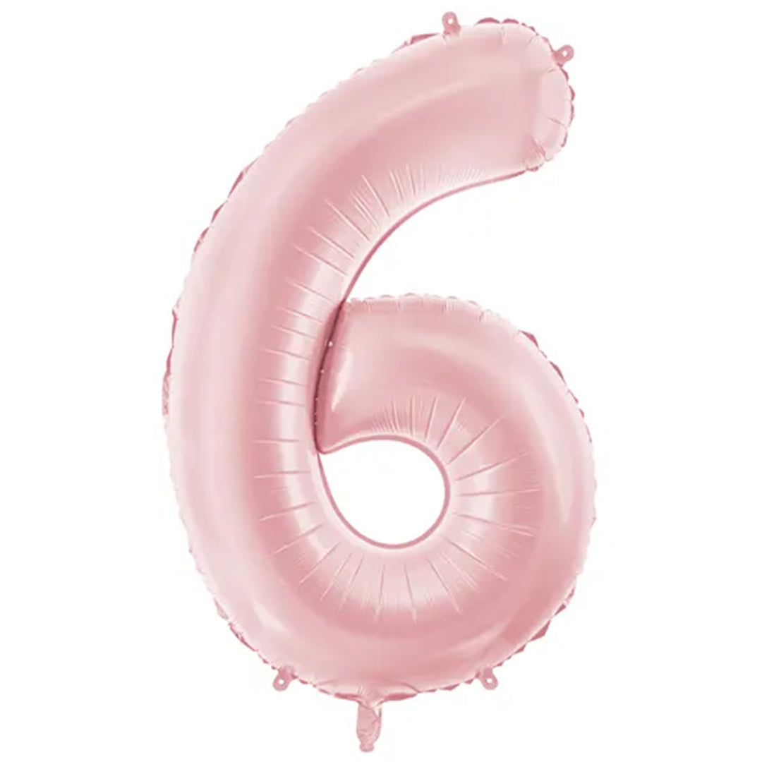 Großer Zahlenballon 6 in rosa matt, 86 cm – ideal für Geburtstag, Jubiläum, Hochzeit oder Firmenfeier – mit Helium oder Luft befüllbar