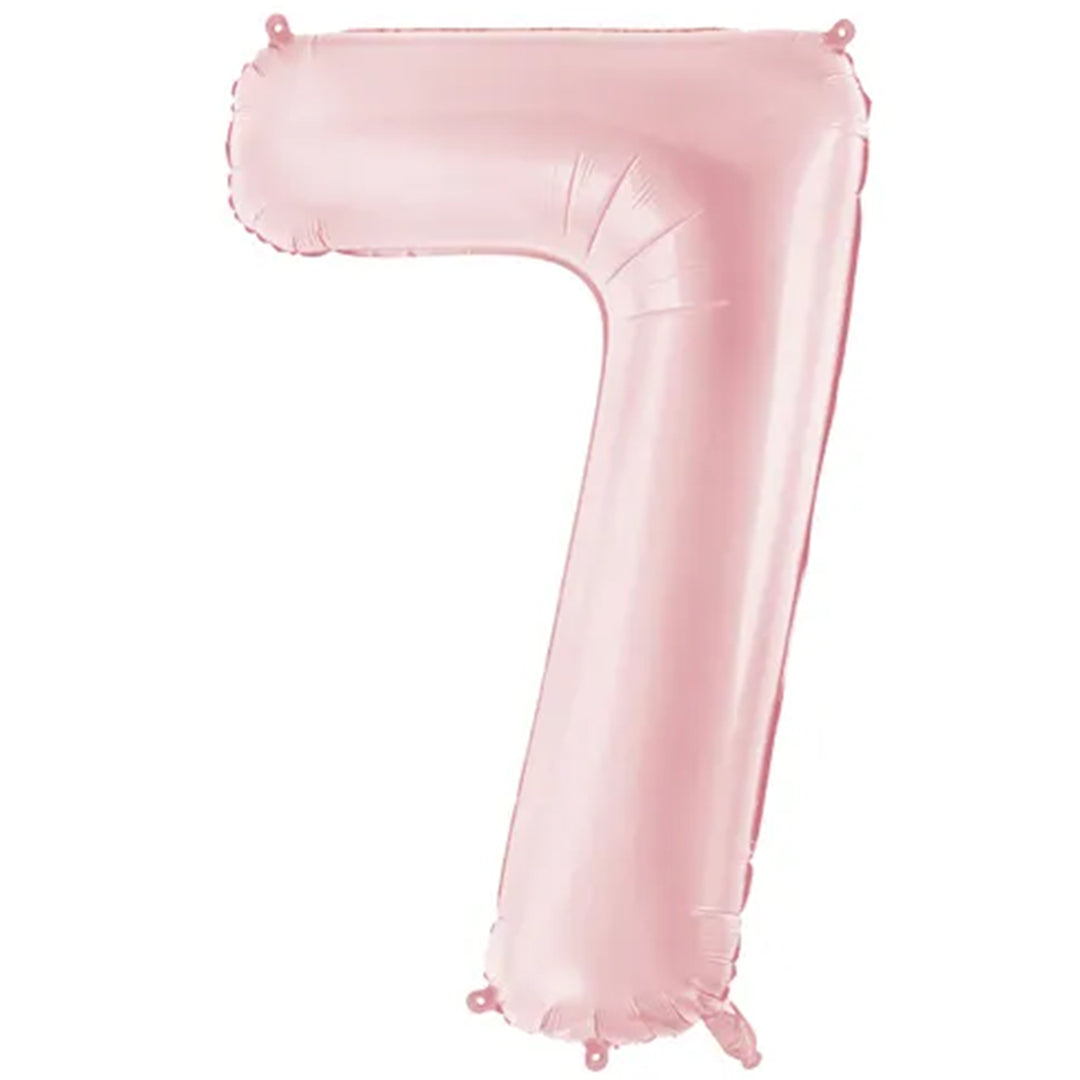 Großer Zahlenballon 7 in rosa matt, 86 cm – ideal für Geburtstag, Jubiläum, Hochzeit oder Firmenfeier – mit Helium oder Luft befüllbar