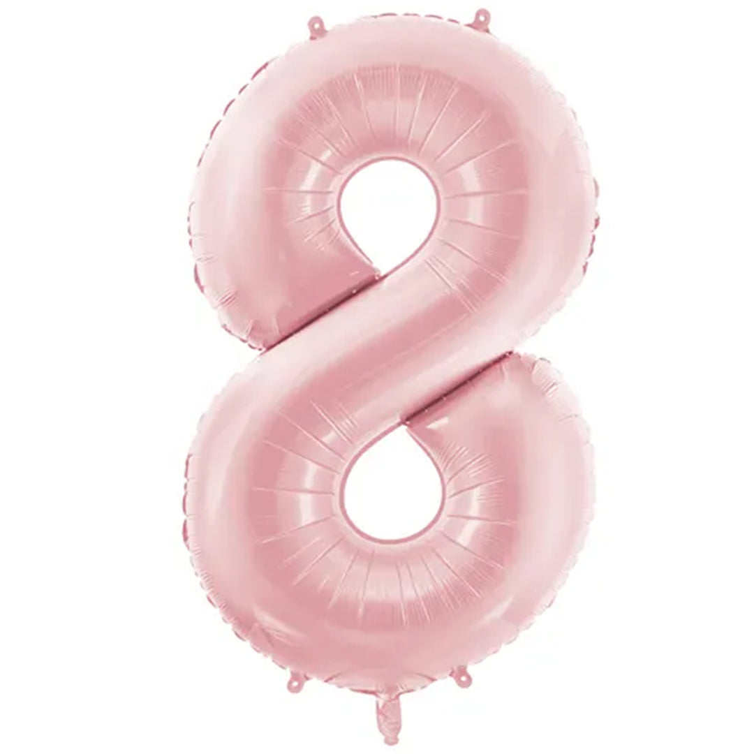 Großer Zahlenballon 8 in rosa matt, 86 cm – ideal für Geburtstag, Jubiläum, Hochzeit oder Firmenfeier – mit Helium oder Luft befüllbar